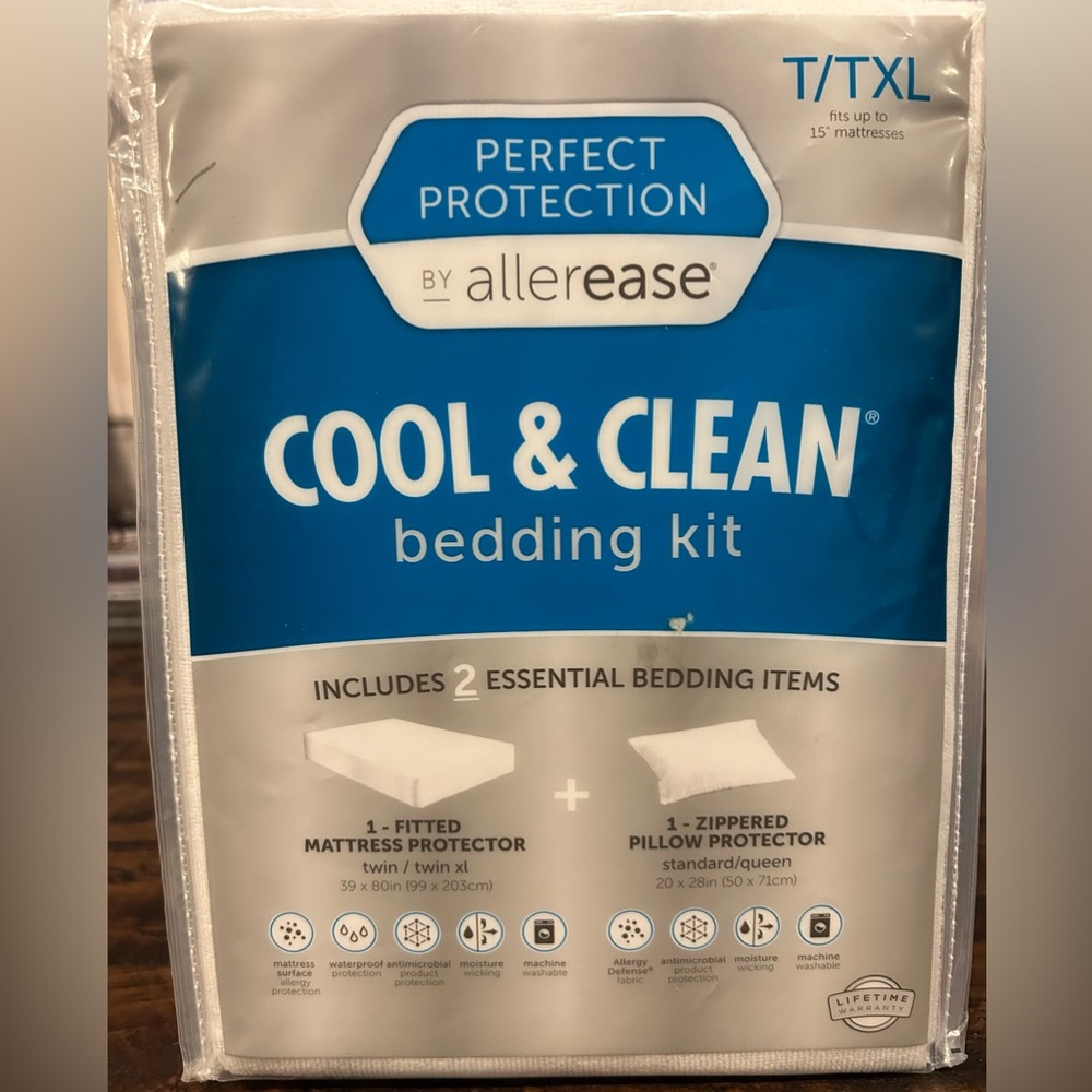 AllerEase Cool & Clean Bedding Kit - White T/TXL